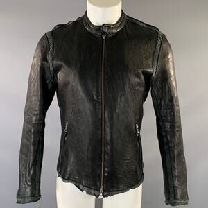 MIHARAYASUHIRO Size M Black Distressed Leather Zip Up Jacket